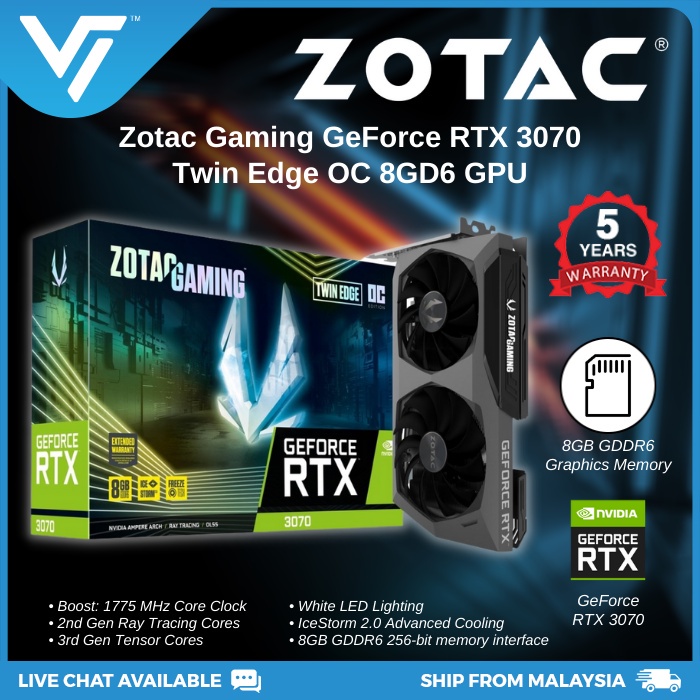 Carte Graphique Gamer ZOTAC GeForce RTX 3070 Twin Edge 8Go OC
