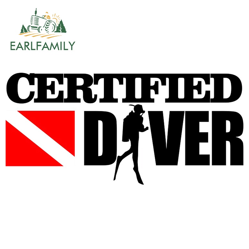 EARLFAMILY 13cm x 6.3cm for Certified Diver Dive Flag Waterproof Decal ...