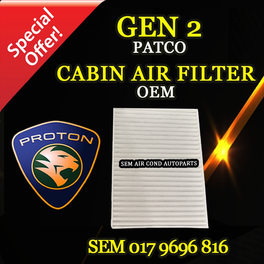 PROTON GEN 2 OEM PATCO FIBRE CABIN AIR FILTER (CAR AIRCOND SYSTEM ...