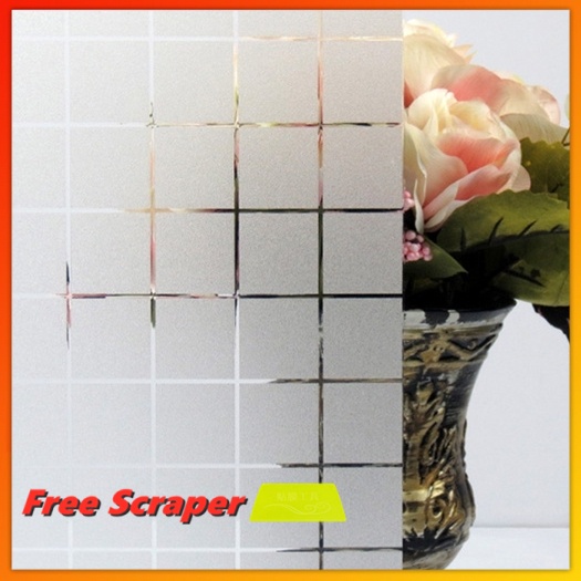 Window Film 3d Plain Simple Grid Pattern Frosted Glass Window Shading ...