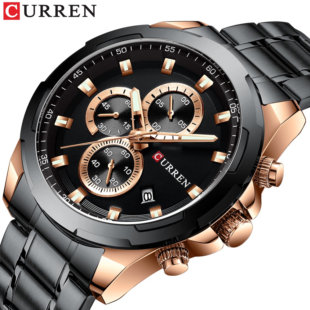 CURREN men's casual fashion brand stainless steel quartz sports watch ...