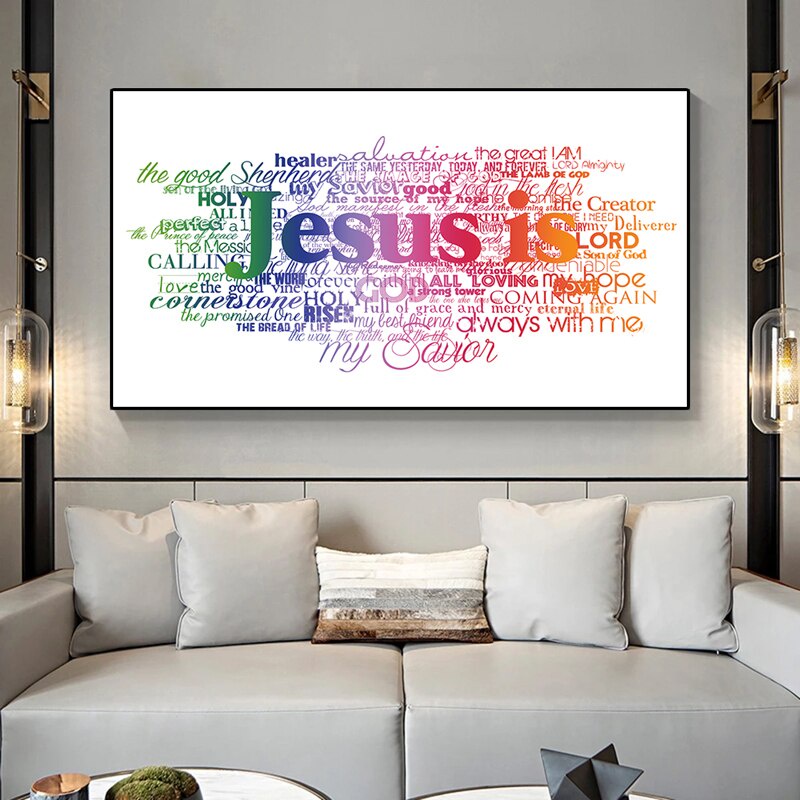 Christian Jesus Letters Posters and Prints on The Wall Canvas Painting ...
