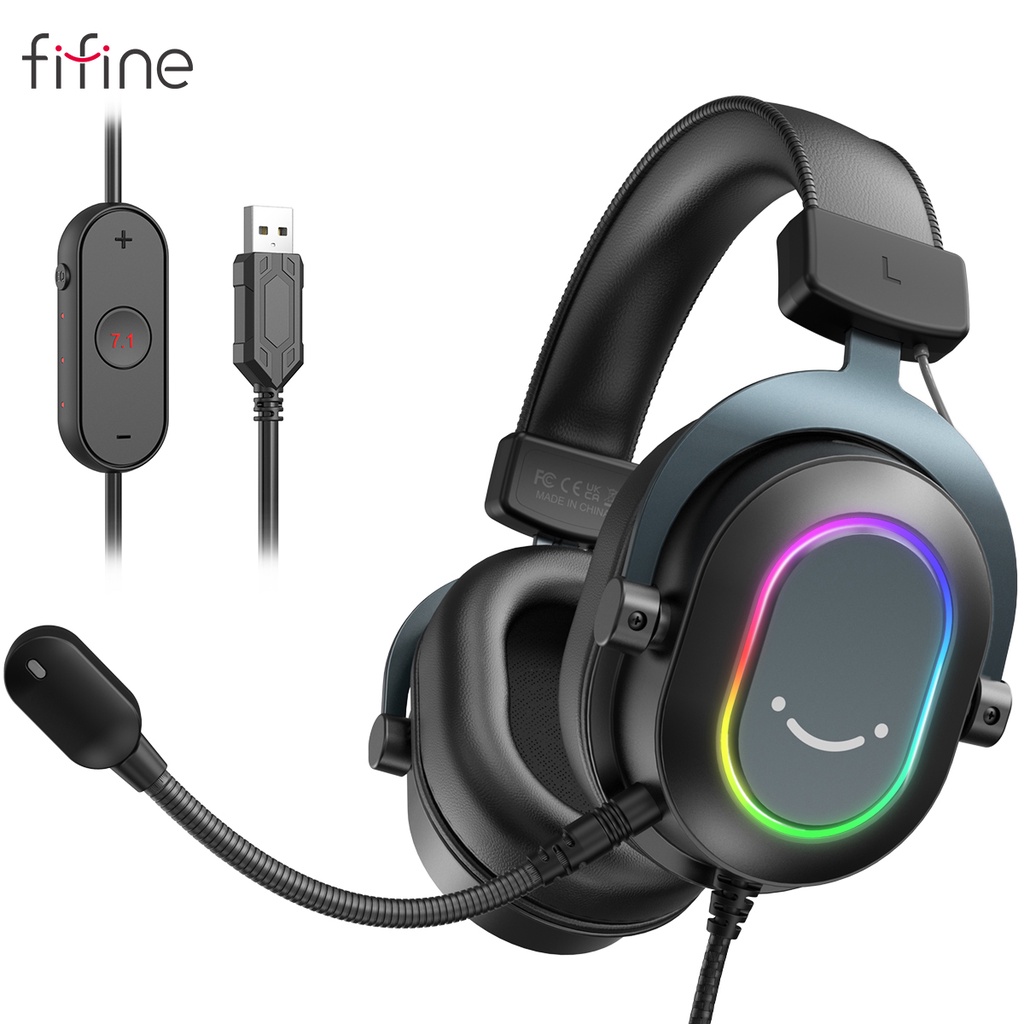 Fifine H6 RGB Gaming Headset with Microphone 7.1 Surround Sound Wired ...