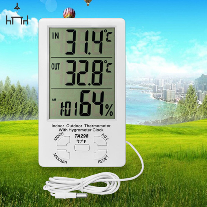 Lcd Electronic Digital Temperature Humidity Meter Indoor Outdoor Thermometer Hygrometer Weather