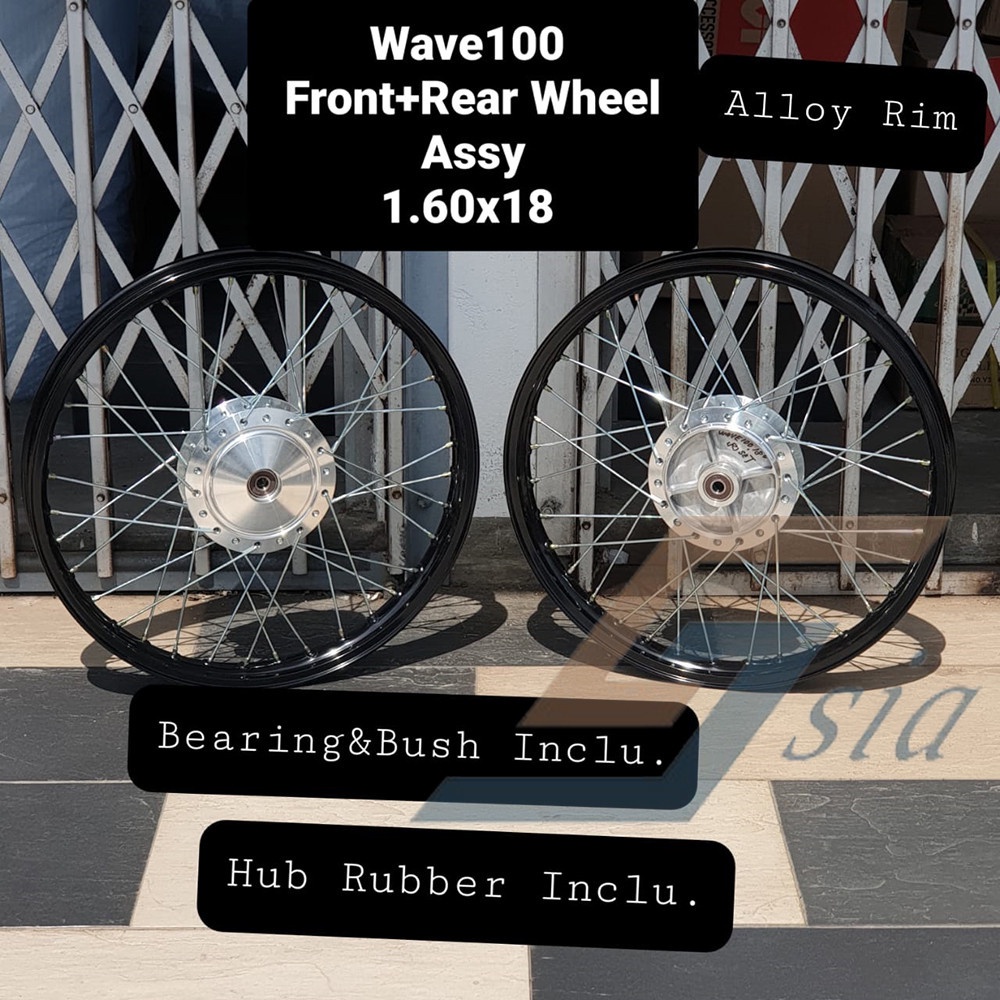 Wave100 Front+Rear Wheel Assembly 1.60x18 Alloy Rim (1 Set) | Shopee ...