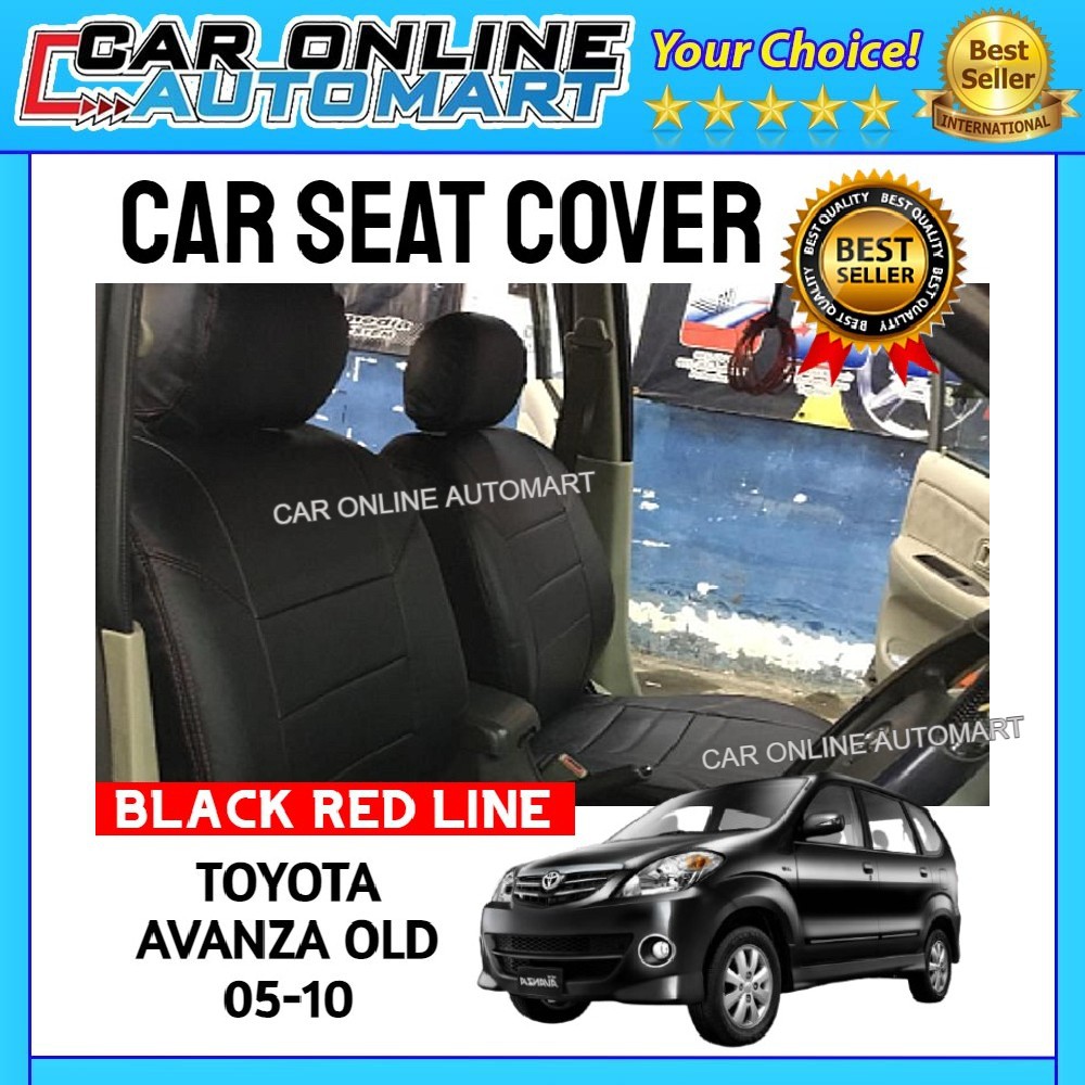 Toyota Avanza Old 2005-2010 Car Seat Cover PVC leather Black Red Line (3 row seat)