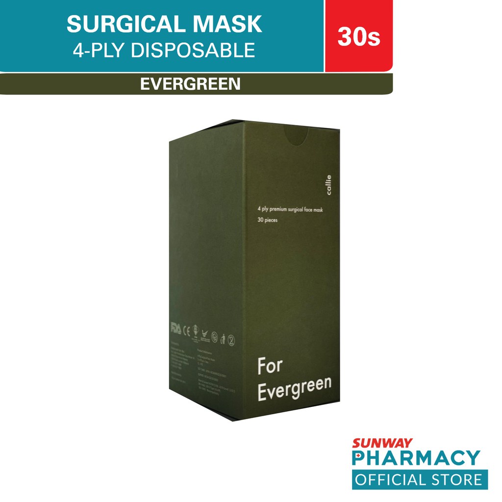 Callie 4 Ply Disposable Surgical Mask Evergreen (30's) | Shopee Malaysia