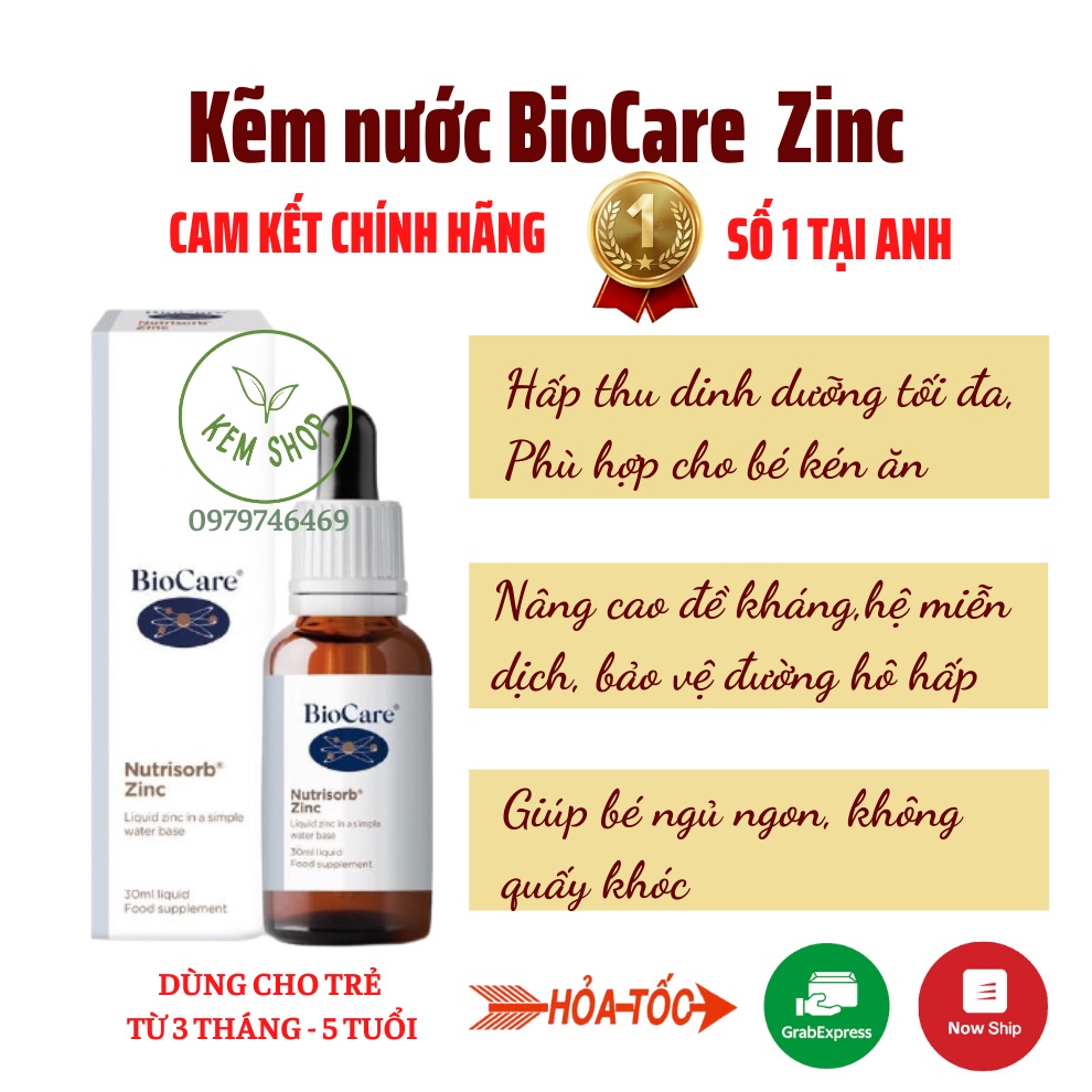 Zinc Biocare Nutrisorb ZinC Plus Ascorbate (30ml), ZinC Droplet Bio