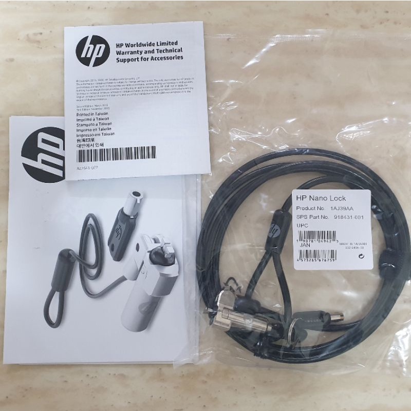 🇲🇾 NEW Original HP Nano Keyed Cable Lock Laptop 5mm (1AJ39AA) Shopee Malaysia