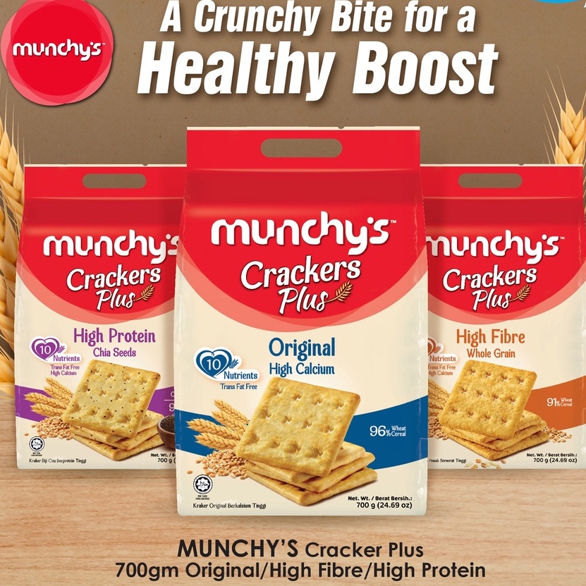 Munchys Crackers Plus 700g Original High Calciumhigh Protein Chia