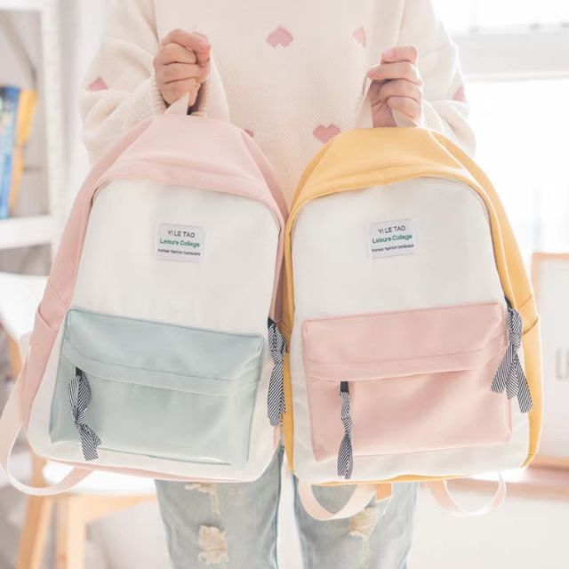 PASTEL COLOUR STUDENT BACKPACK SCHOOLBAG SHOULDER BAG KOREAN STYLE