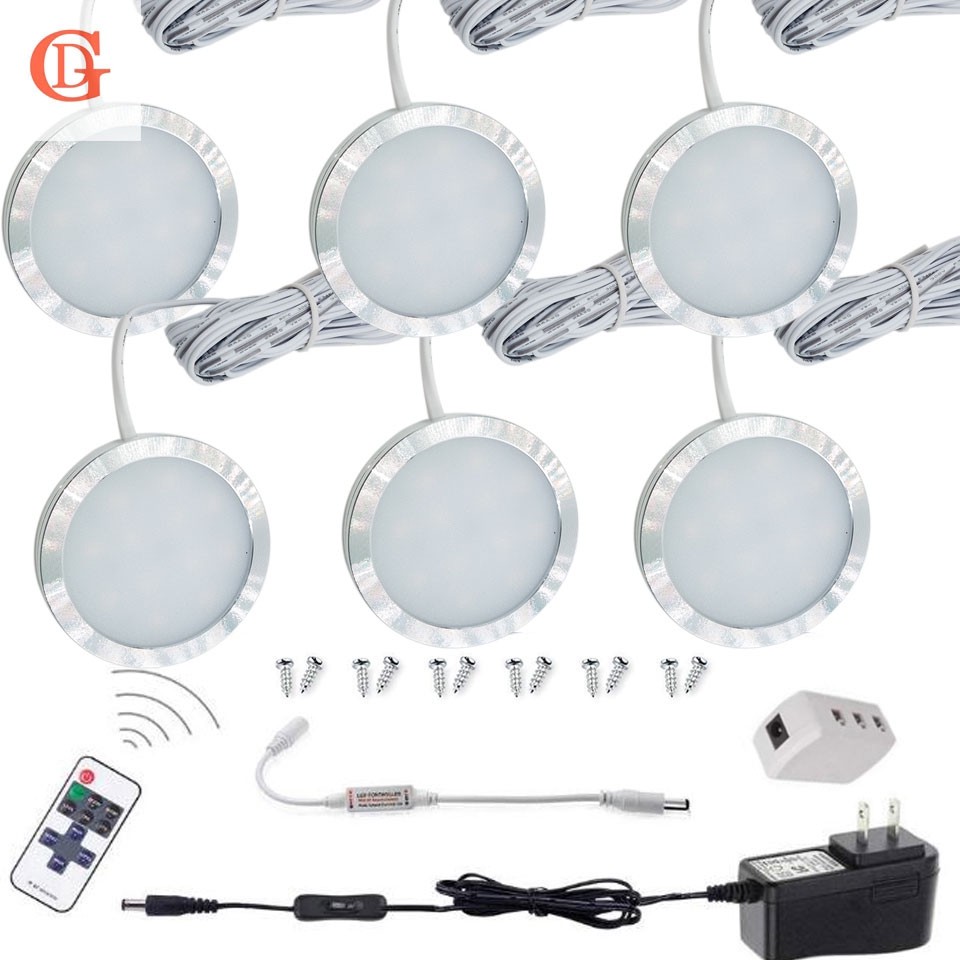 6pc/set 12V 2W LED Cabinet Light + Remote Control + On/off Switch Power ...