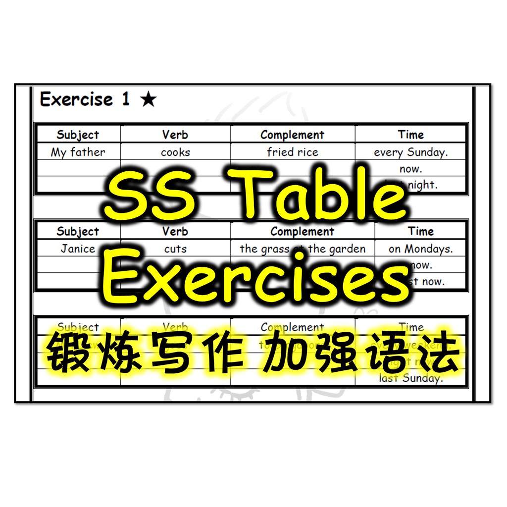[Printable] English Writing Exercise: SS Table 英语写作练习 (KSSR/UASA ...