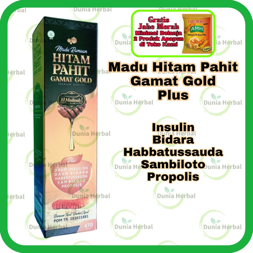 HITAM Gamat Gold Bitter Black Honey Plus Insulin Sambiloto Black Seed ...