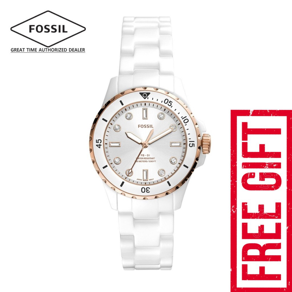 Women's white ceramic hot sale fossil watch