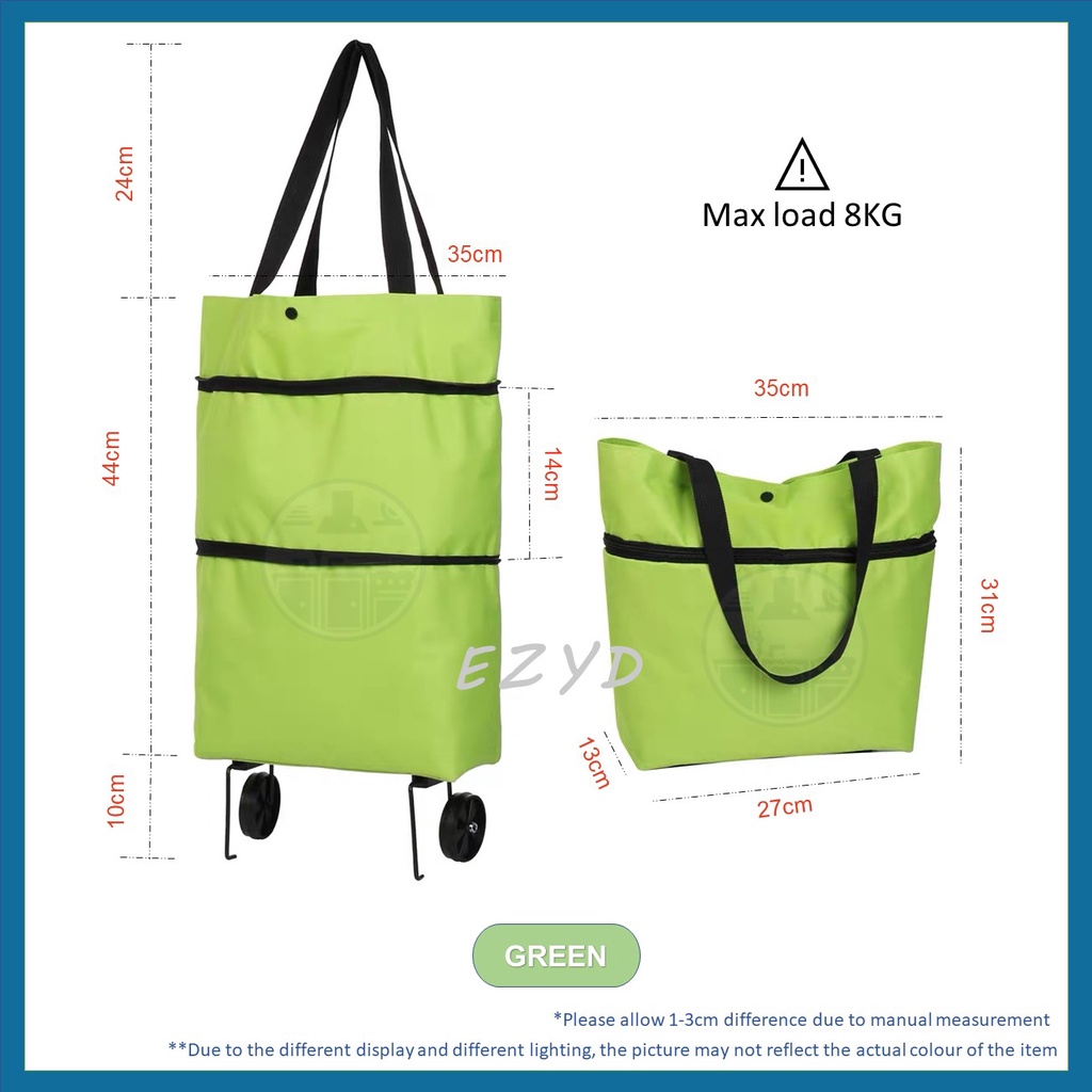 EZYD Shopping Bag Grocery Bag Shopping Cart Trolley Roller Folding Bag ...