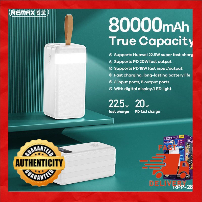 REMAX RPP-266 / REMAX RPP-566 80K mAh Super Fast Charge 22.5W QC+PD ...