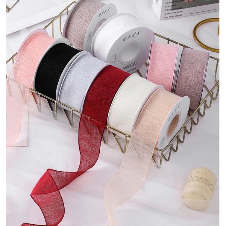 1roll 36m Gift Wrapping Ribbon, Colored Ribbon And Letter Printed
