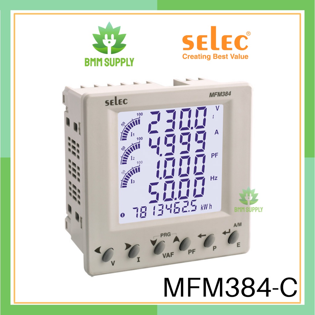 SELEC #MFM384-C MULTIFUNCTION METER DIGITAL, DPM, PANEL MOUNT 96X96MM ...