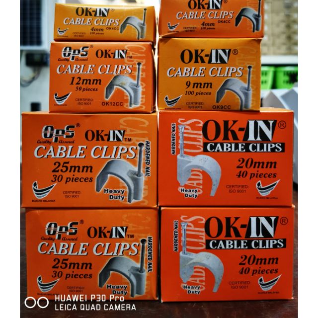 (4mm25mm) OKIN Cable Clips / Wall Insert Electric Wire Cable Nail ClipsOKIN 4mm / 5mm / 6mm