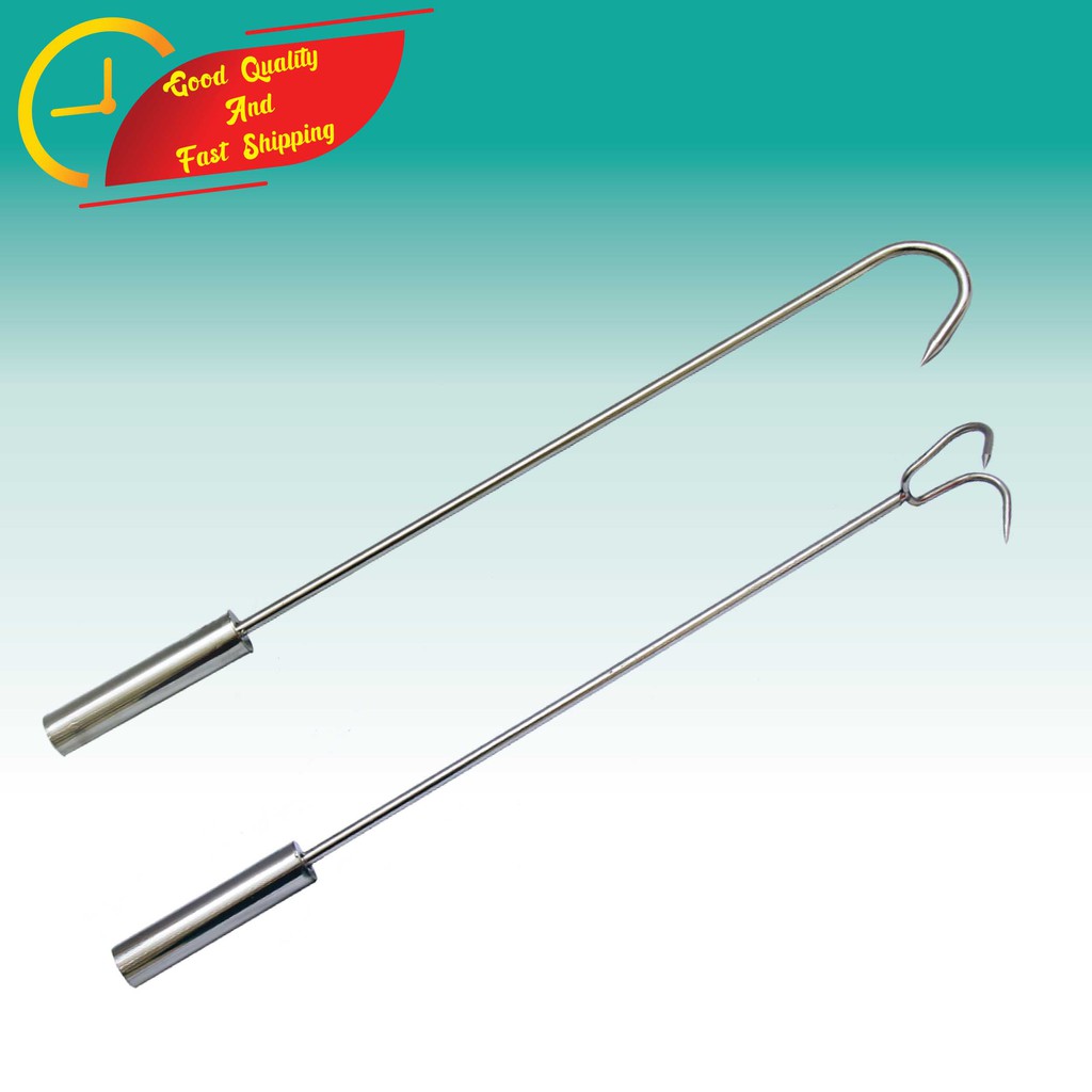 MAS Stainless Steel BBQ Meat Turner Hooks with Stainless Steel Handle  Single / Double Hook / Penucuk Daging / 不锈钢钢柄钩