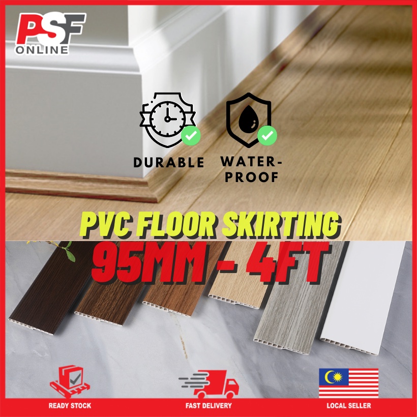 [4FT LENGTH] 95MM FLOOR SKIRTING BERKUALITI PVC SKIRTING VINYL