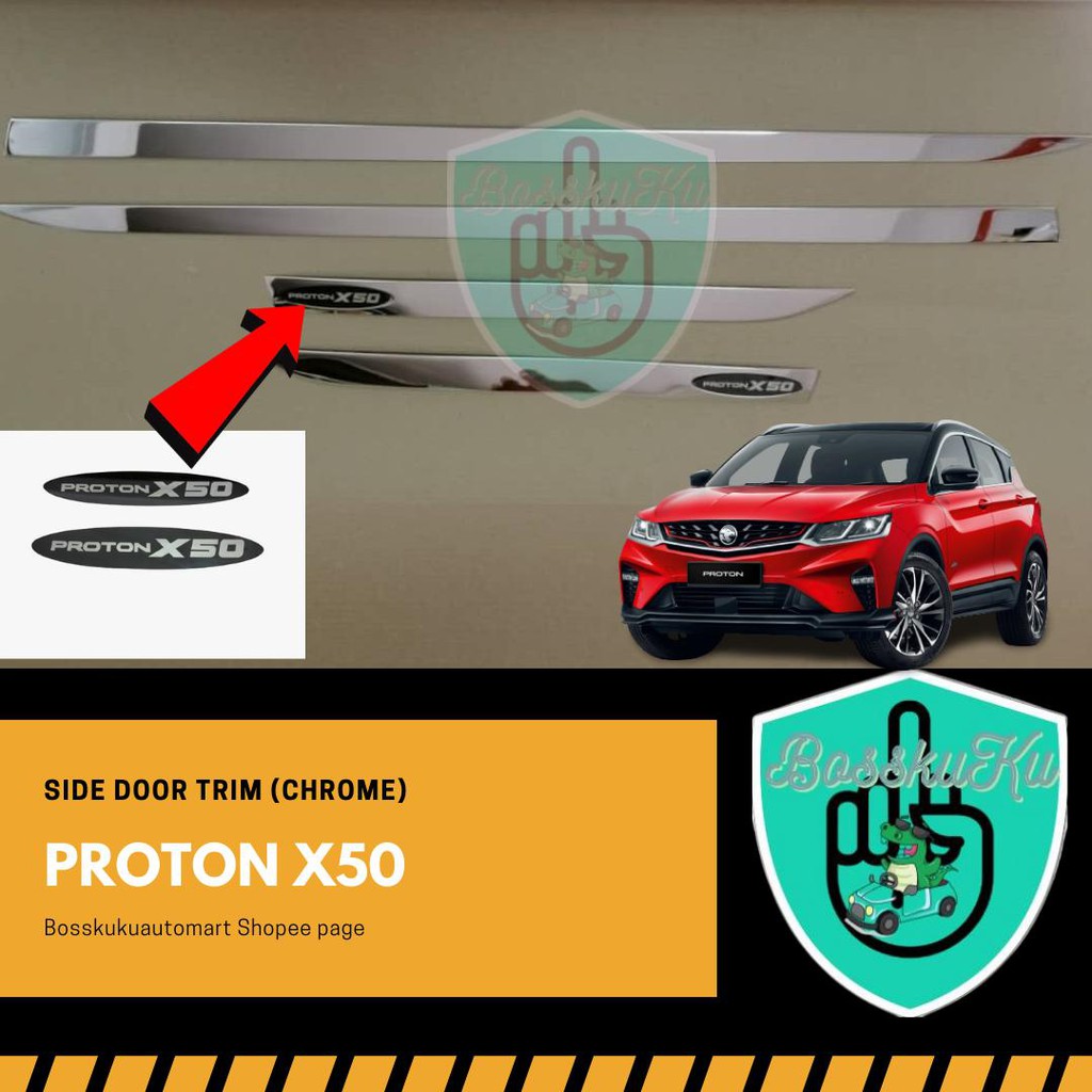 Proton X50 Side Door Trim  CHROME  Side Door Molding Cover Trim Door Protector Chrome Side Door Protection I.316007127