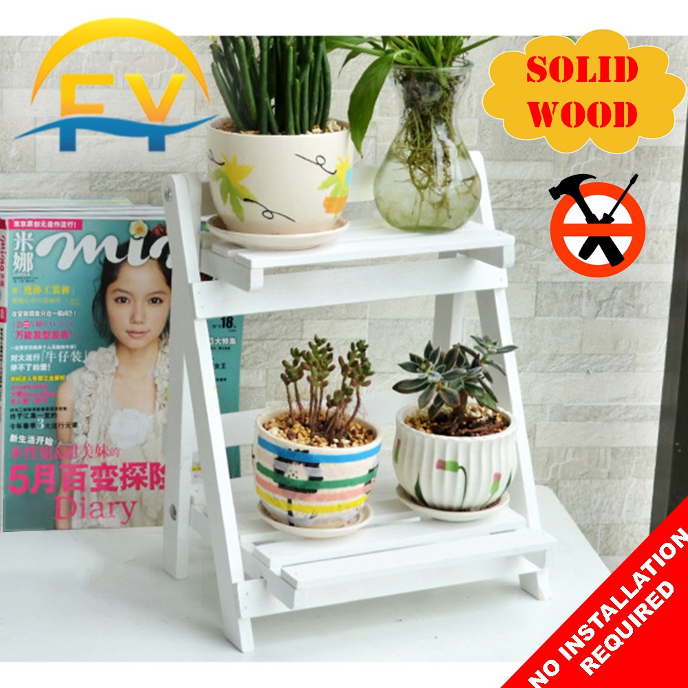 FY Flower Rack Plant Display Rack Mini Rack Solid Wood Pot Holder for ...