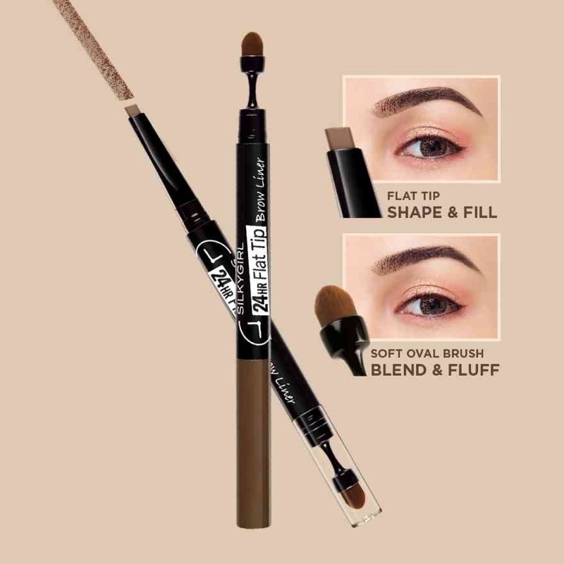 SILKY GIRL 24Hr Flat Tip Brow Liner (01 Natural Brown) | Shopee Malaysia