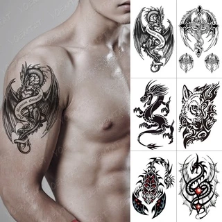 Big Tattoos 3 Sheets Beautiful Black Red Japanese Carp Koi Fish Maple  leaves Cartoon Sticker Temporary Carp Koi Fish Tattoo for Men Women Body  Art