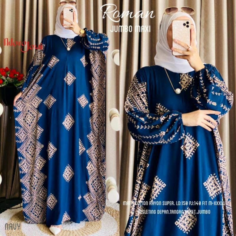 [Raya 2024] Roman Kaftan Wanita Size Super Jumbo - Gamis Rayon Jumbo ...