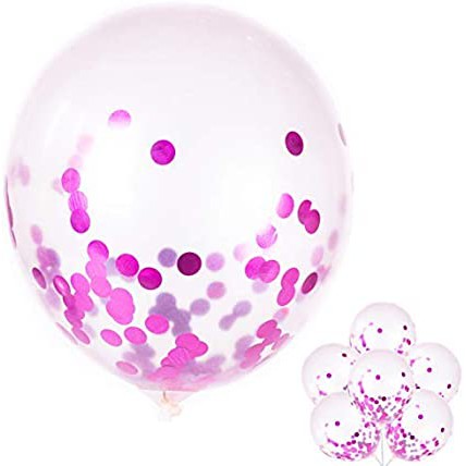 Magic Rainbow Unicorn Confetti Balloons - 12 Inch Latex, Pack Of 6 Pre-Filled Party Balloons