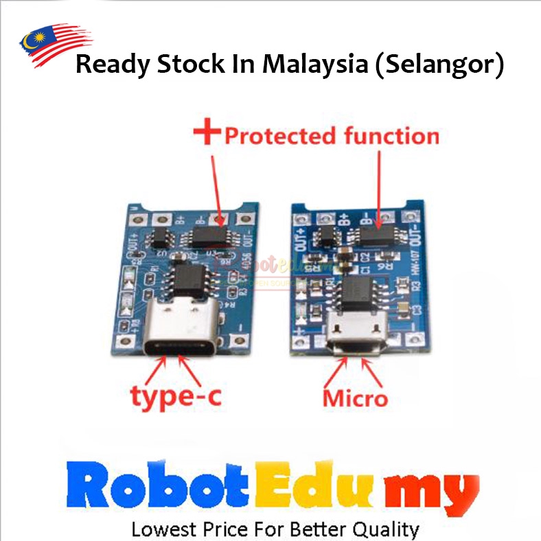 USB Type C / Micro USB 5V 1A TP4056 3.7V Lipo / 18650 Li-ion Battery Lithium Battery Charger Module Charging Board