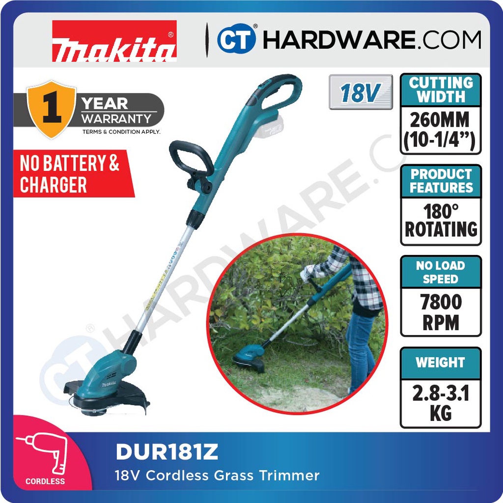 MAKITA DUR181Z 18V CORDLESS STRING GRASS TRIMMER 260MM WITHOUT