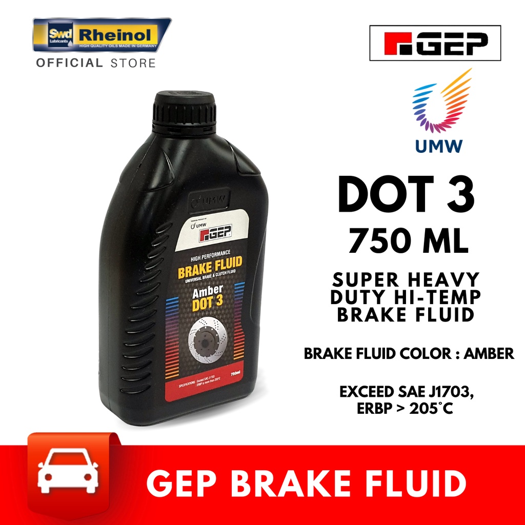 UMW GEP Super Heavy Duty HiTemp Brake Fluid Dot 3 (750ml) Shopee