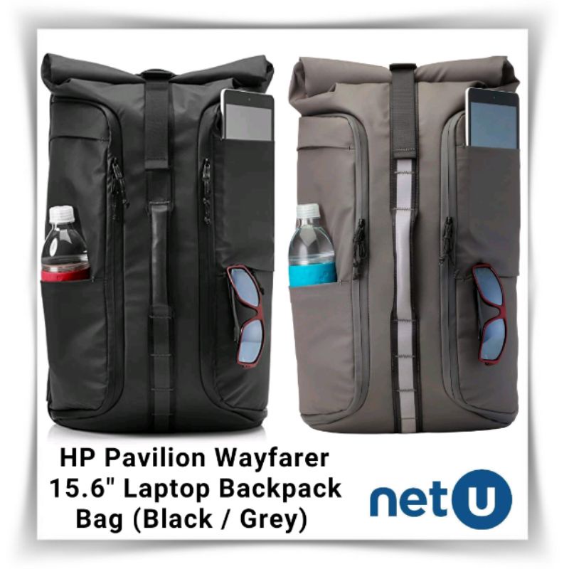 HP Pavilion Wayfarer 15.6" Laptop Backpack Bag (Black / Grey) Shopee