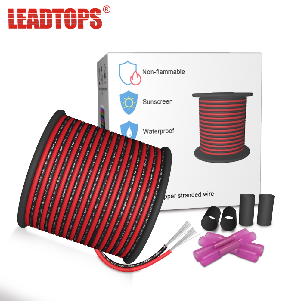 LEADTOPS 18AWG 2 Pin Silicone Electrical Wire Parallel Line Soft ...
