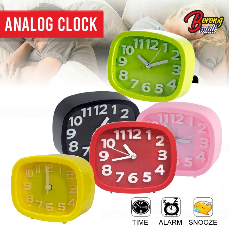 Mini Mute Alarm Clocks Portable Analog Alarm Clock Bedside Desk Table ...