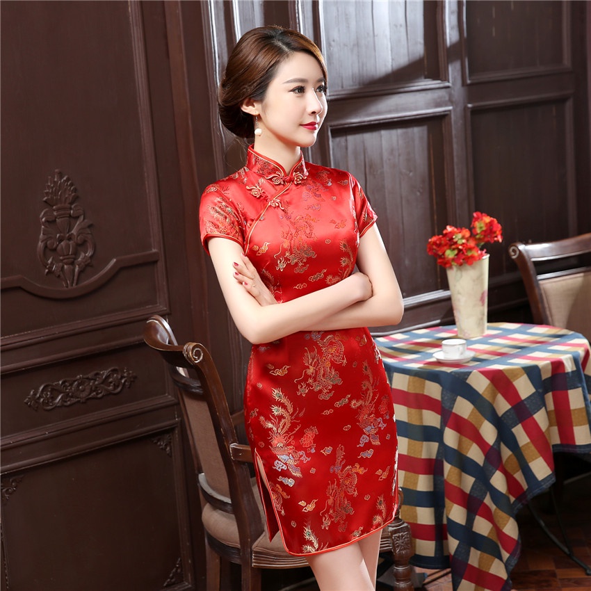 Plus Size Cheongsam Dress Embroidery Qipao For Women Chinese 