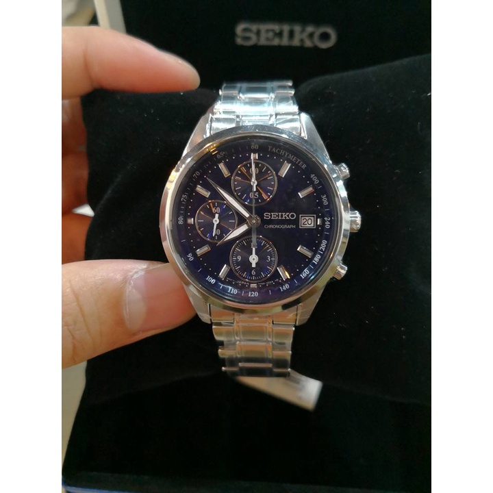Seiko SNDV53P1 Quartz Chronograph Blue Dial Silver Tone Stainless Steel Case Strap Women s Watch Shopee Malaysia
