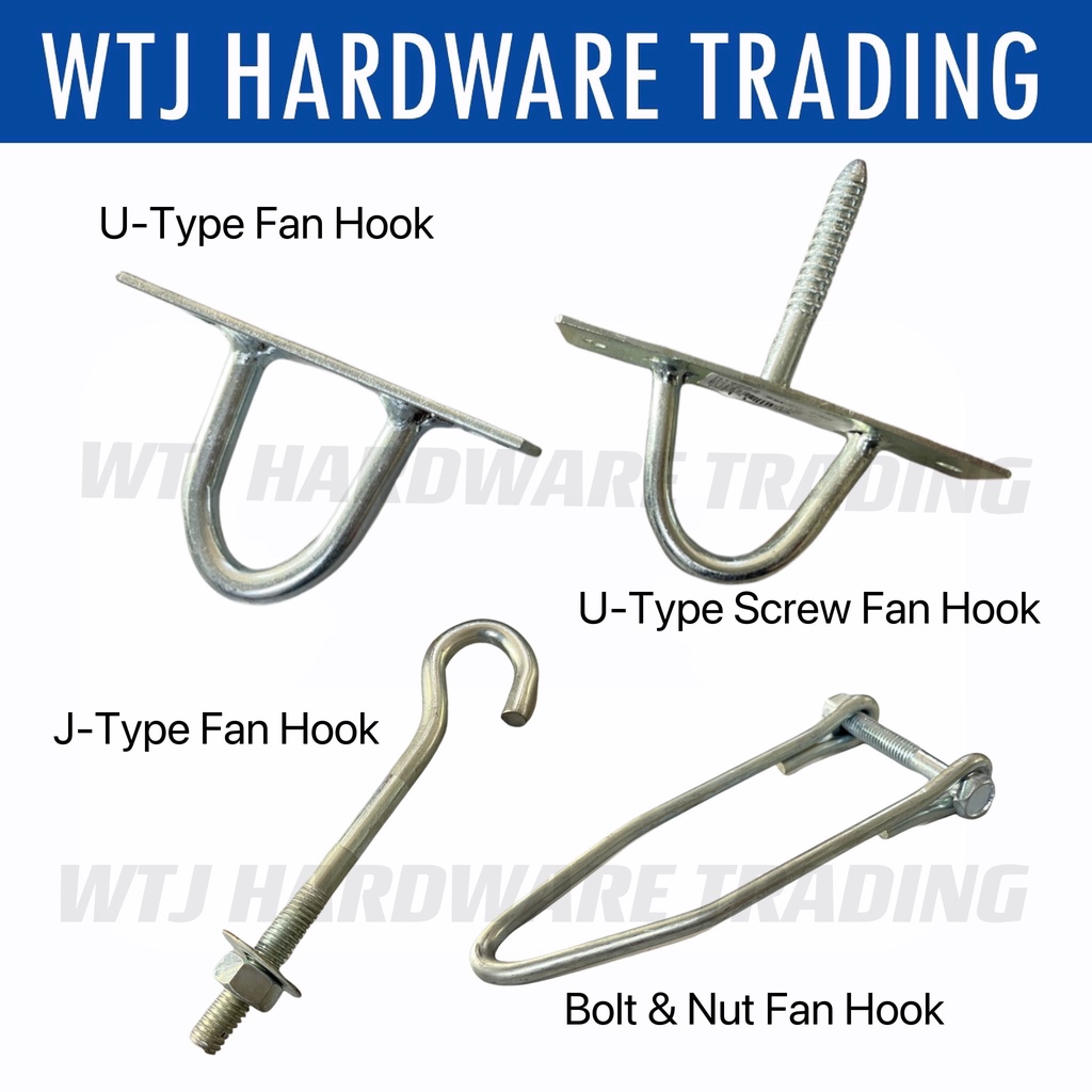 Fan Hook c/w Bolt & Nut/ U Shape / J Hook Ceiling Fan Hook (Untuk Ikat