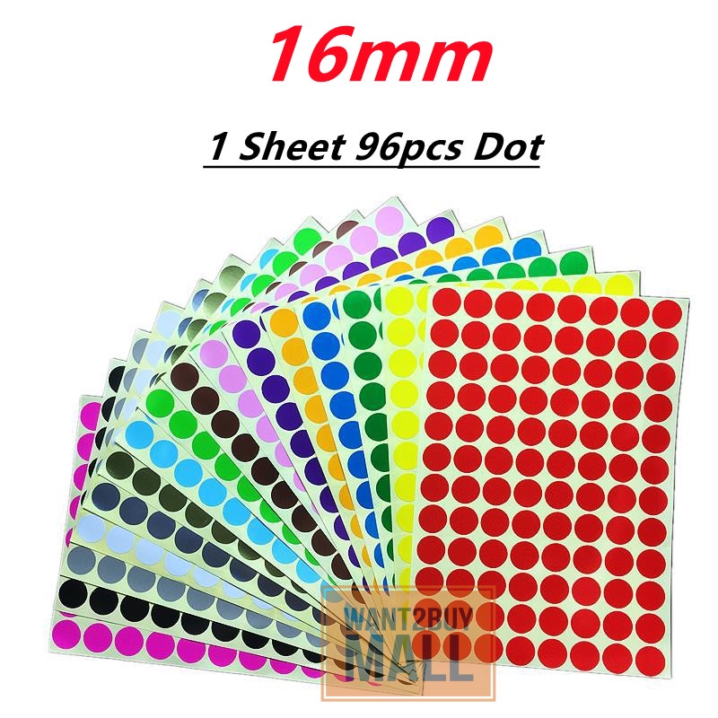 🇲🇾 1 Sheet Round Circle Bulat Dot Self Adhesive Color Label Remark Code ...