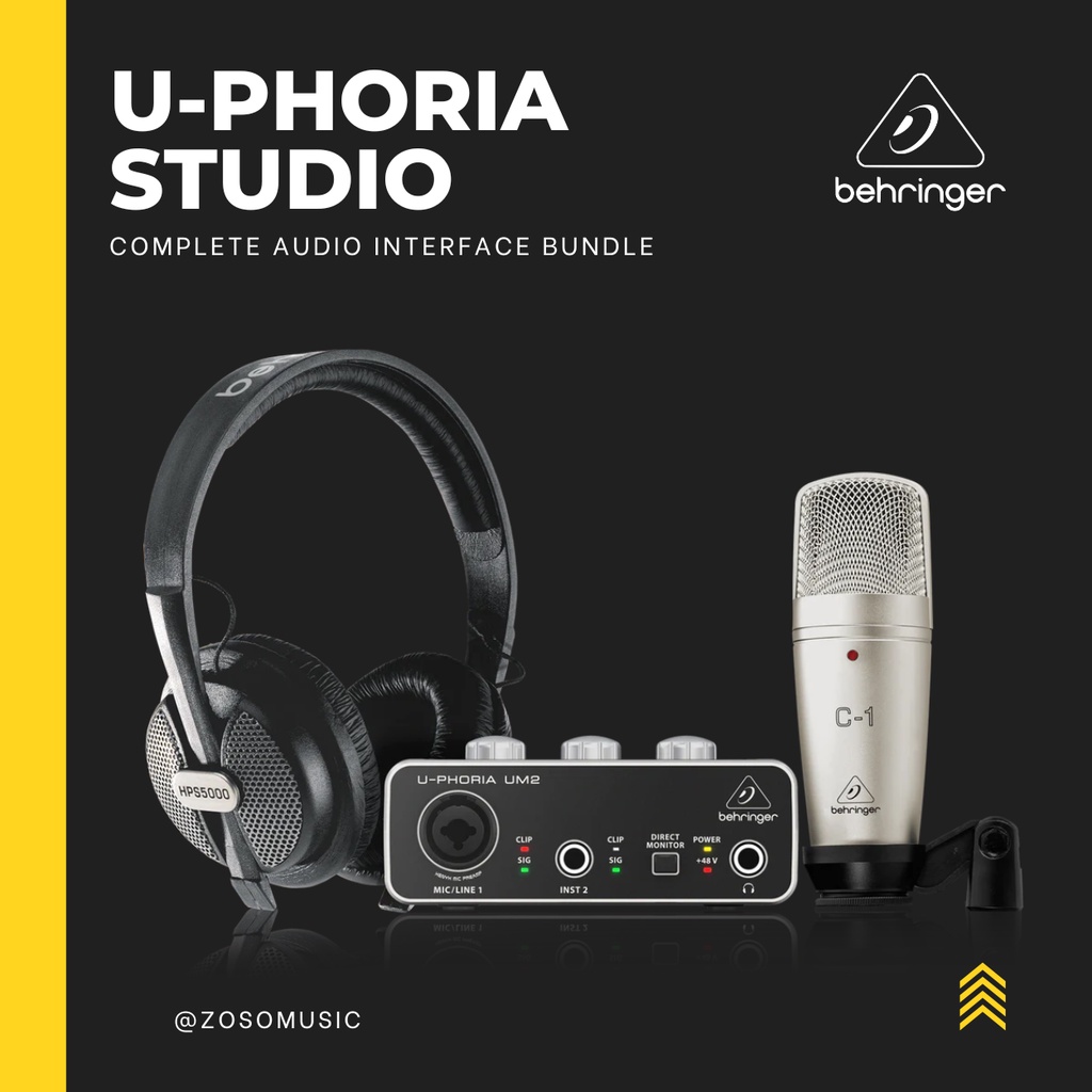BEHRINGER　RECORDING/PODCASTING　ZOSO　Shopee　W/UM2,C-1,SWIVEL　STAND　CABLE　COMPLETE　USB　(BEHRINGER/　BUNDLE　Malaysia　MOUNT,XLR　MUSIC)