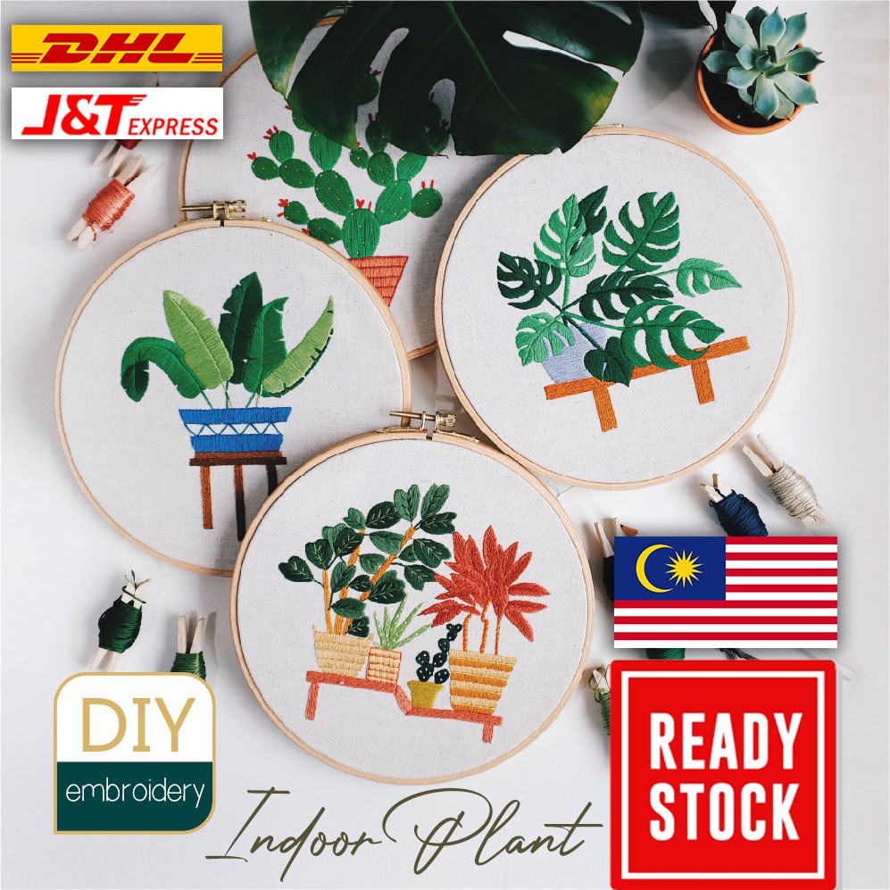 [READY STOCK] DIY Embroidery Kit INDOOR PLANTS SERIES- Complete Set for ...