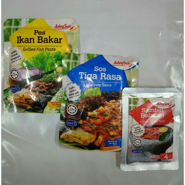 Pes Ikan Bakar + Sos Tiga Rasa + Sambal Belacan ADEQSUE | Shopee Malaysia