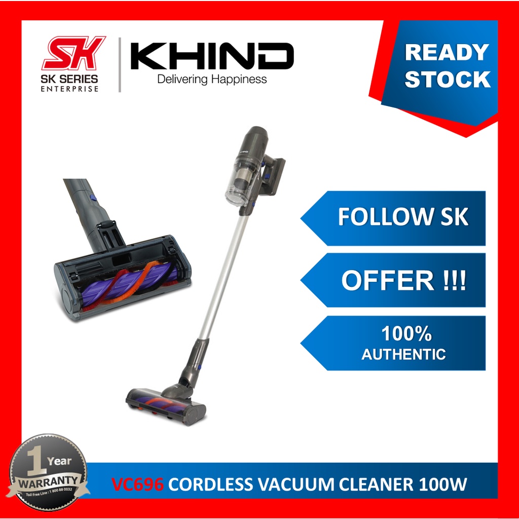 Khind VC696 Cordless Vacuum Cleaner 100W Penyedut Hampagas Shopee
