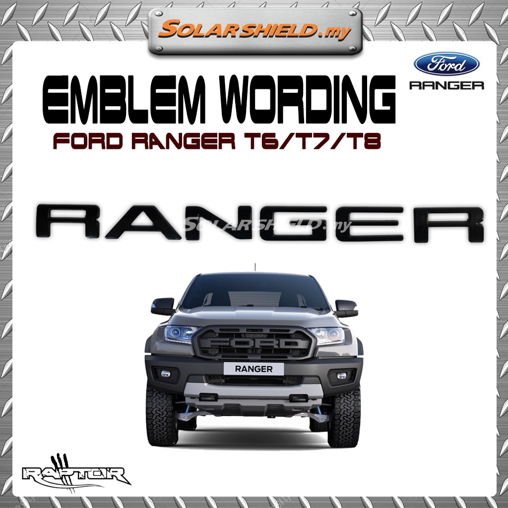 Ford Ranger Grille Top Logo Letter 3D Emblem Black Color (Big) | Shopee ...