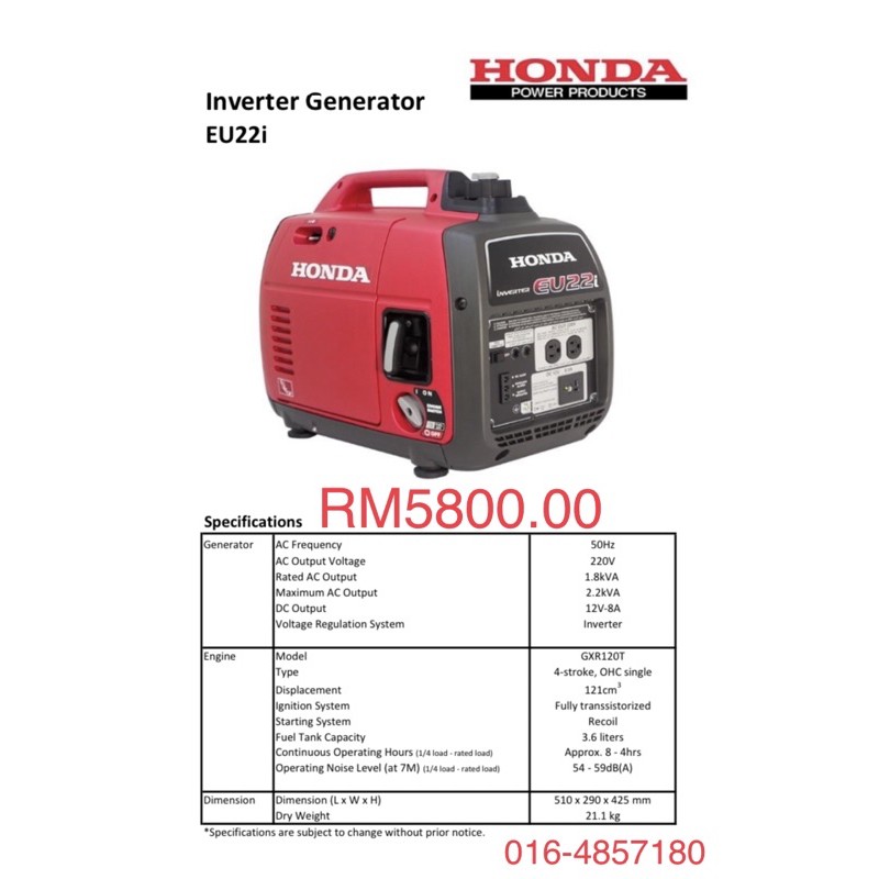 Honda EU22i Generator TWIN PACK EU22i (2.2KVA) Inverter Generator