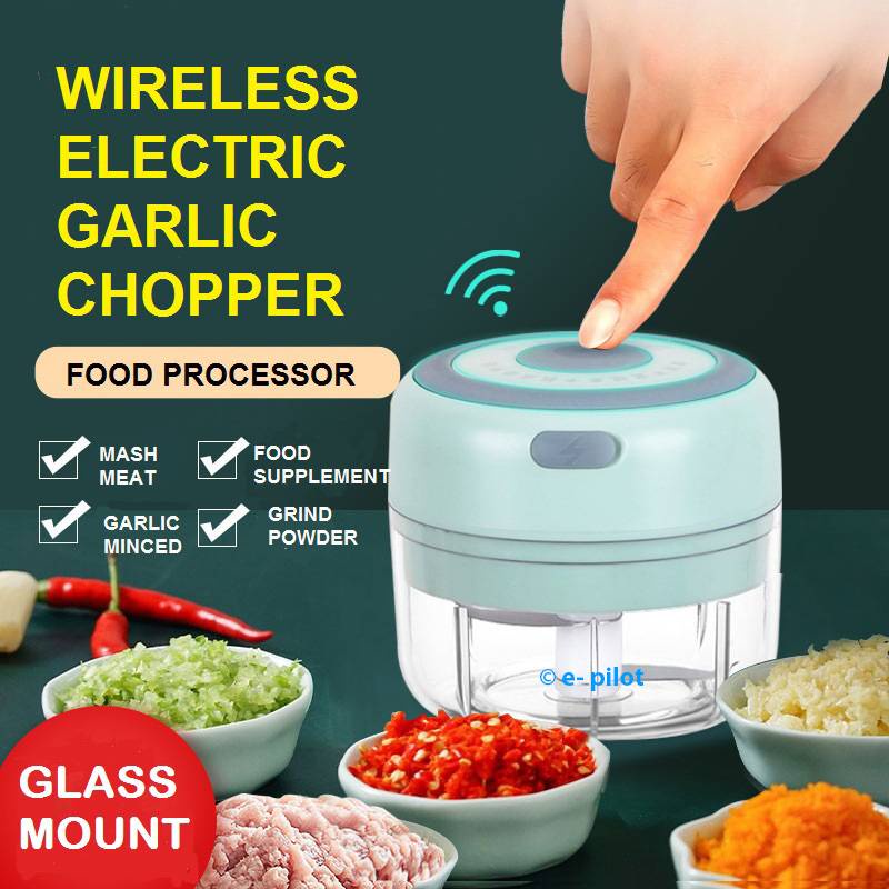 Powerfull Electric Wireless 300ml 🔥GLASS🔥 Garlic Chopper Egg Beater