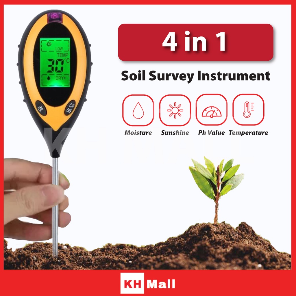 4 In 1 LCD Moisture fertilizer Temperature Sunlight PH Garden Soil ...